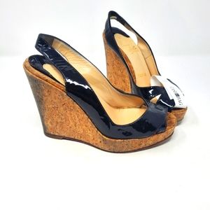 Christian Louboutin Black Patent Wedges